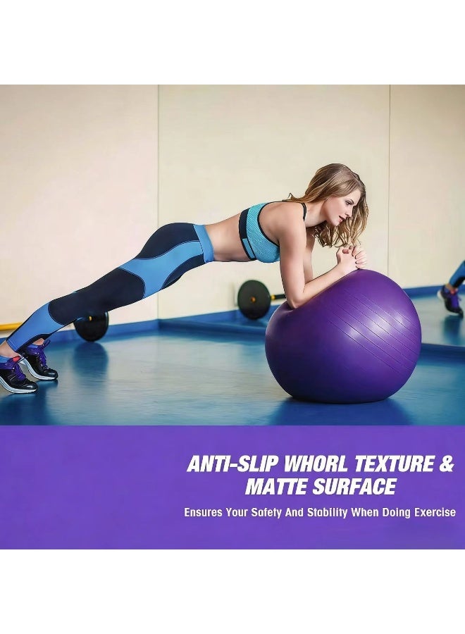 65cm Yoga Ball with Air Pump, Exercise Ball,Thickened Stability Balance Ball, Anti-Burst and Slip-Resistant for Physical Fitness Exercise (Purple) - Image 4